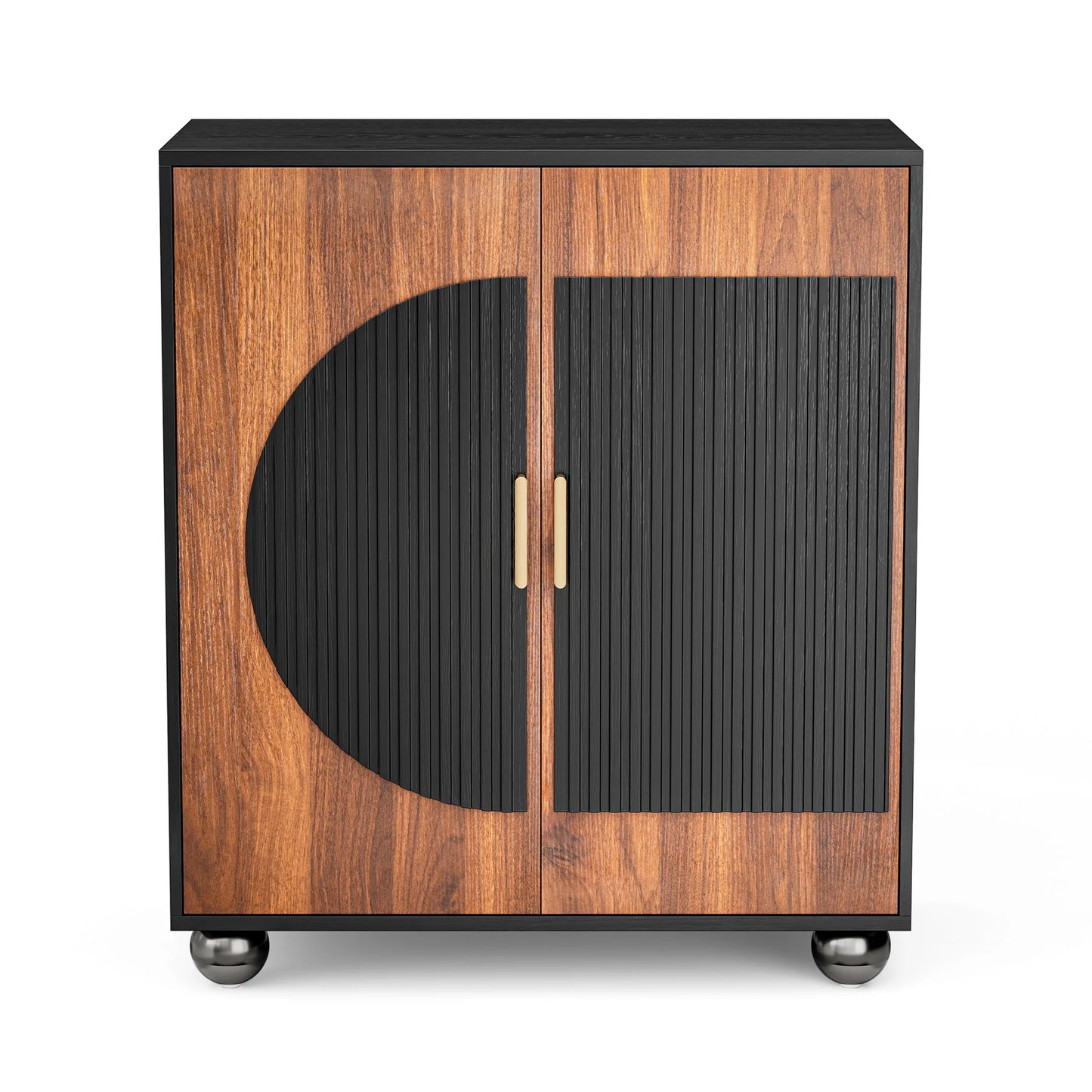 Modular Credenza Fluted Wood Storage Cabinet