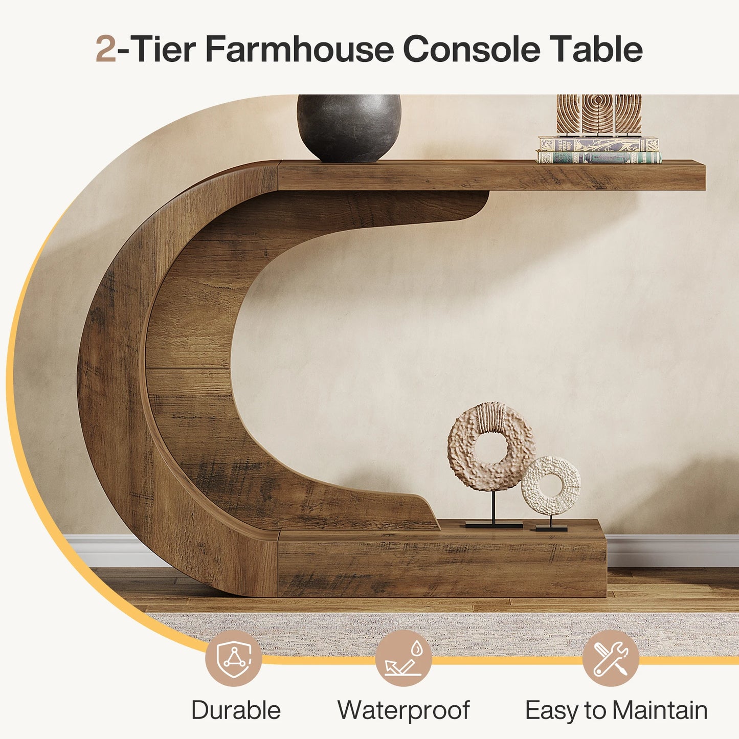 Tribesigns Console Table Mid-Century Modern Wood Storage