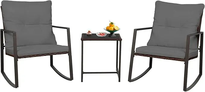 Patio Bistro Set Wicker With Glass Coffee Table Outdoor