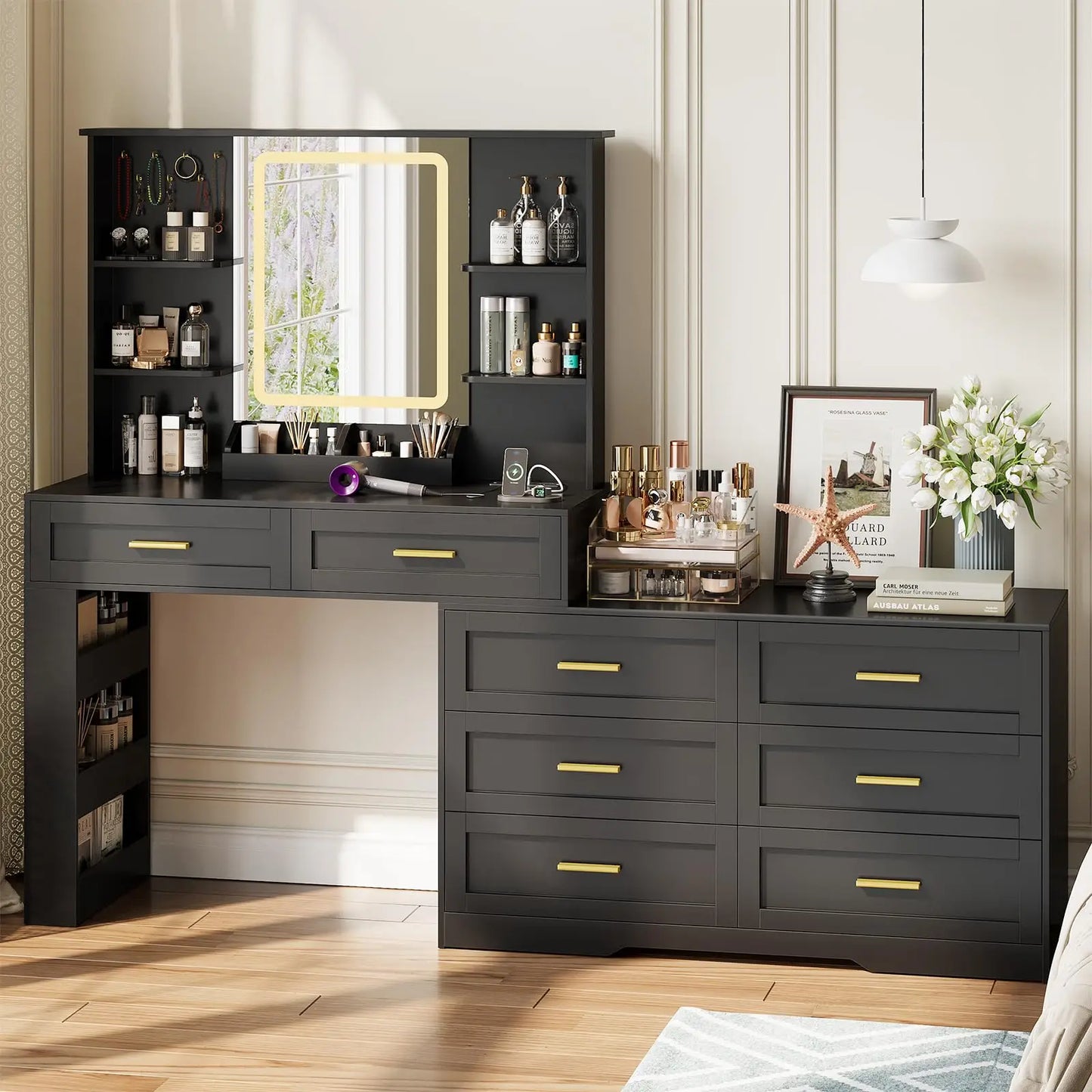 Makeup Vanity Table With Lighted Mirror