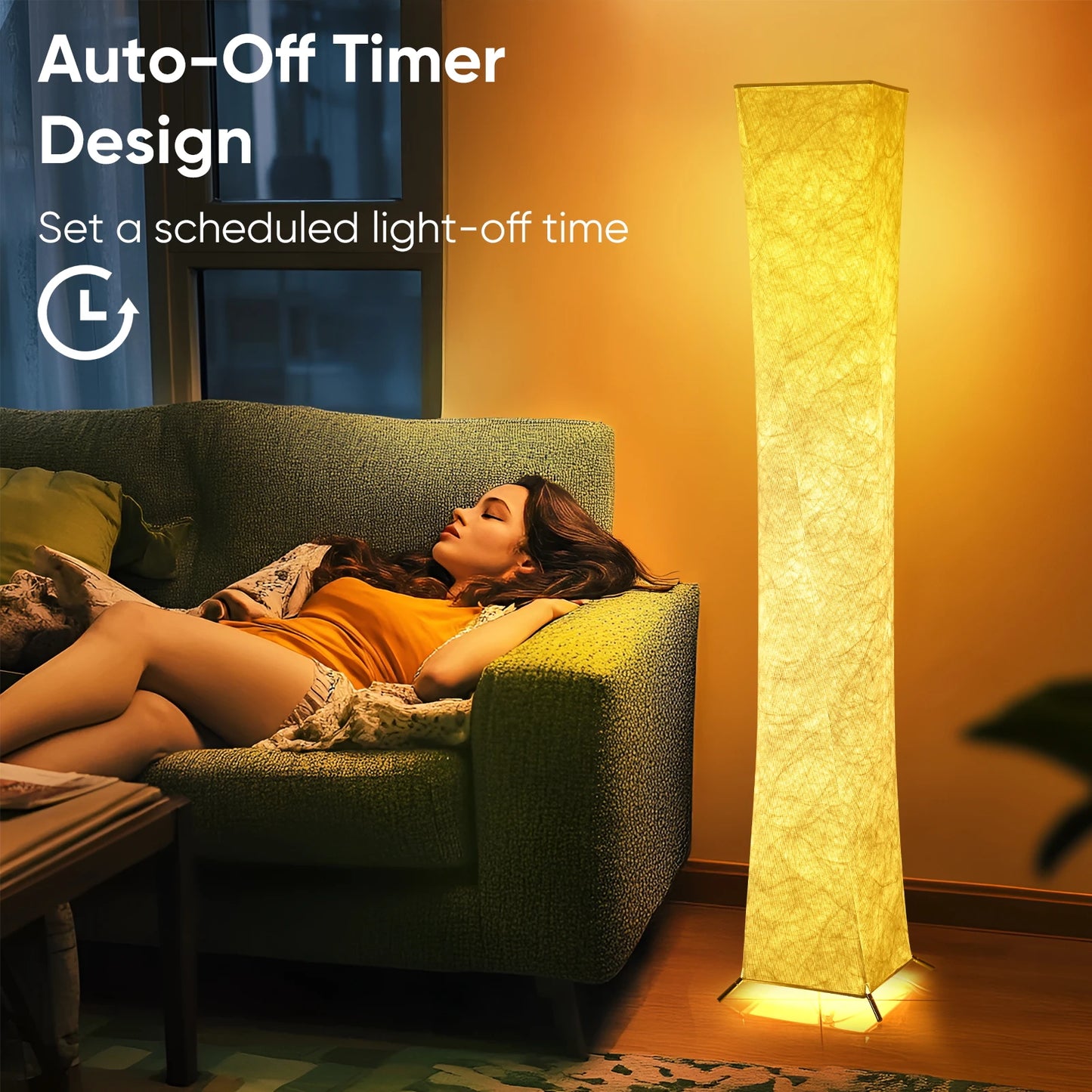 Floor Lamp Soft Light With Tyvek Fabric Shade, 3000K LED