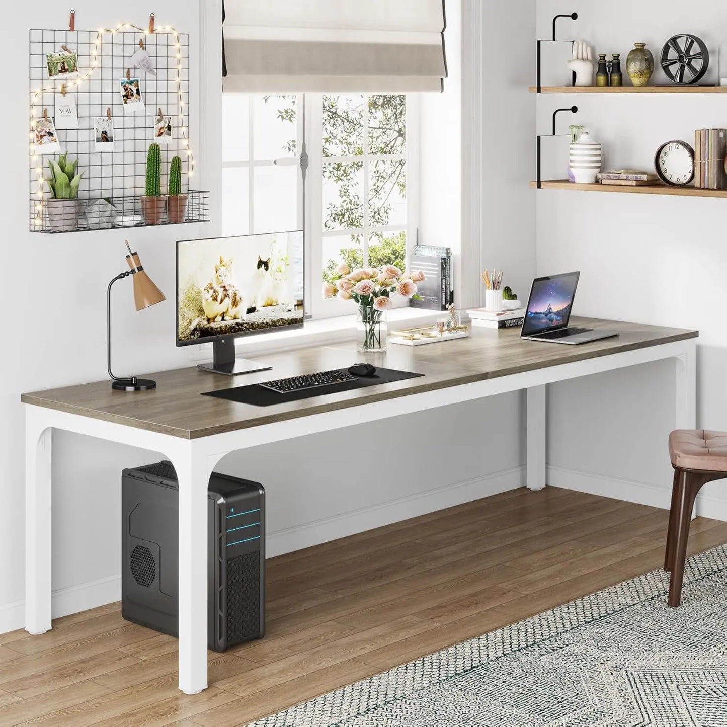 Little Tree Computer Desk Double Workstation For Home Office