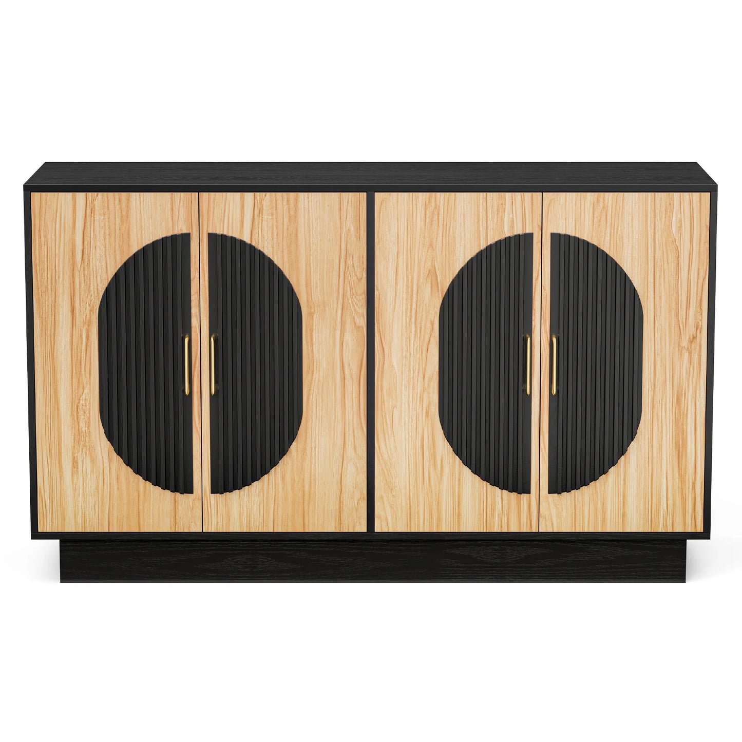 Modular Credenza Fluted Wood Storage Cabinet Living Room