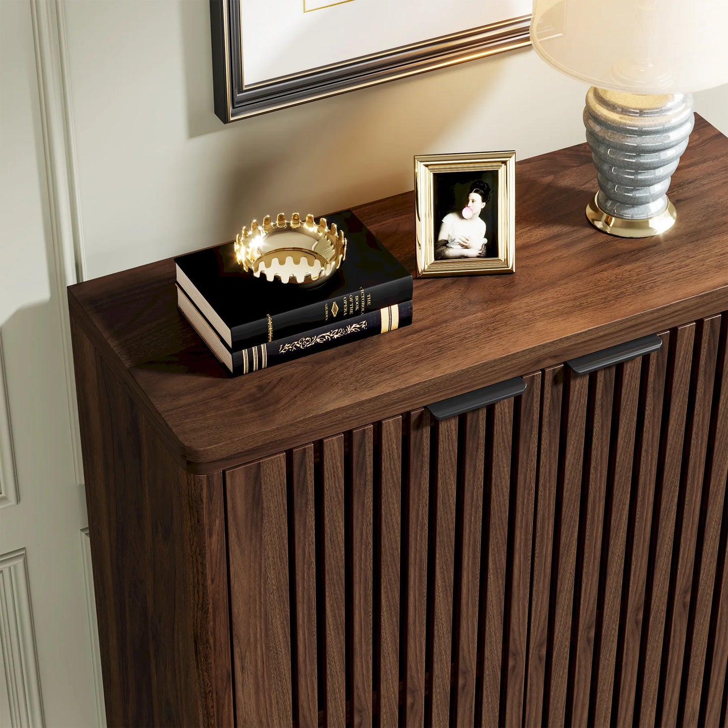 Tribesigns 6-Tier Shoe Cabinet With Louvered Doors And Adjustable Shelves