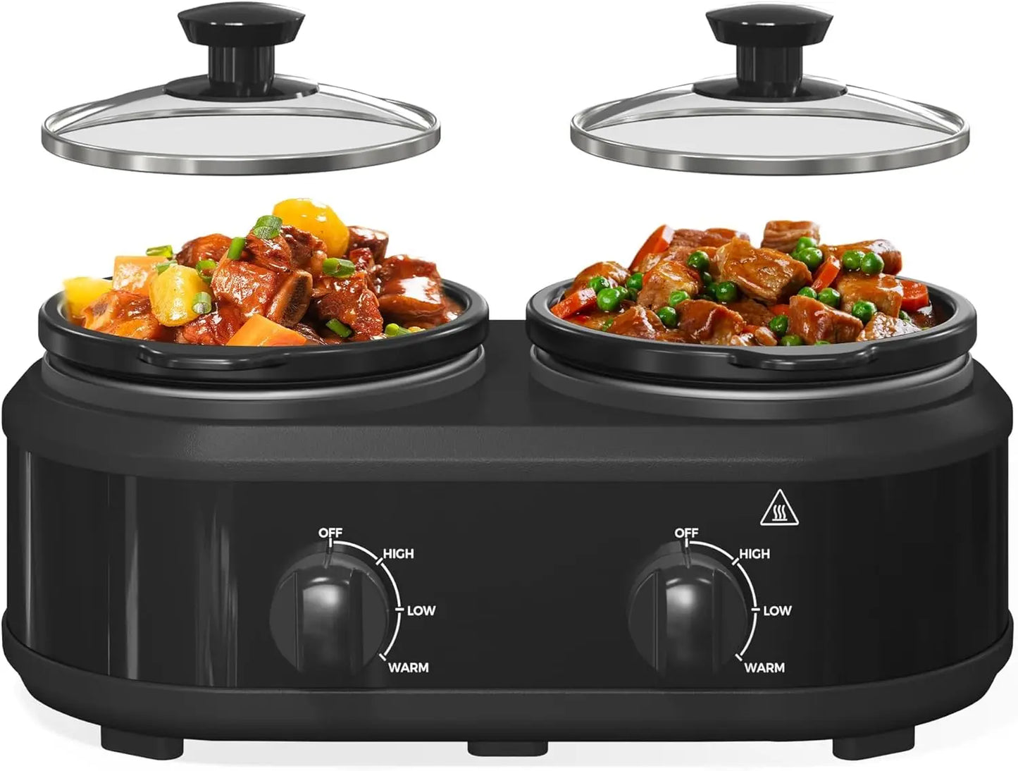 Iosn Double Slow Cooker Dual 2-Pot Buffet Warmer Dishwasher Safe
