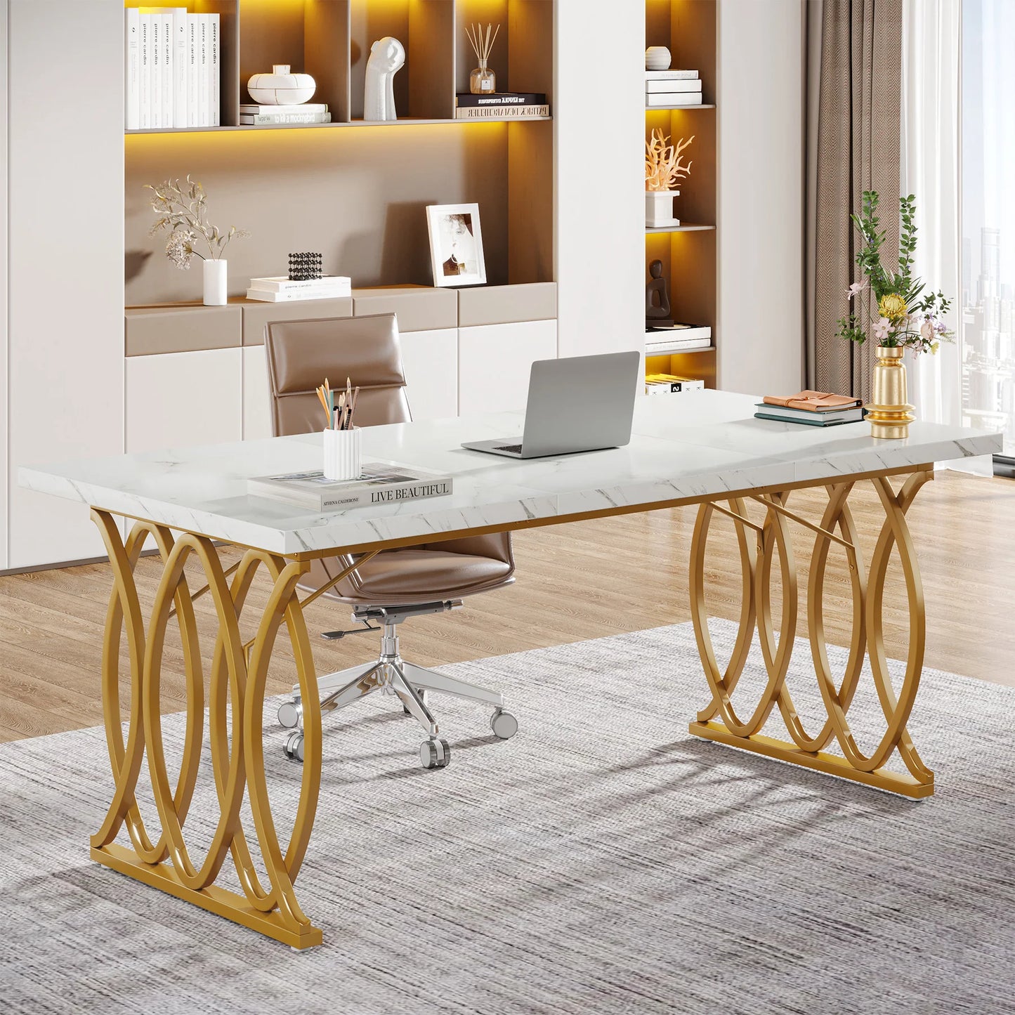 Tribesigns Modern Office Desk With Metal Legs