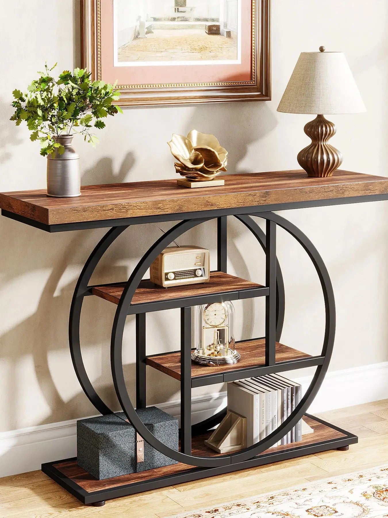 Tribesigns Console Table 4-Tier Industrial Storage Shelf