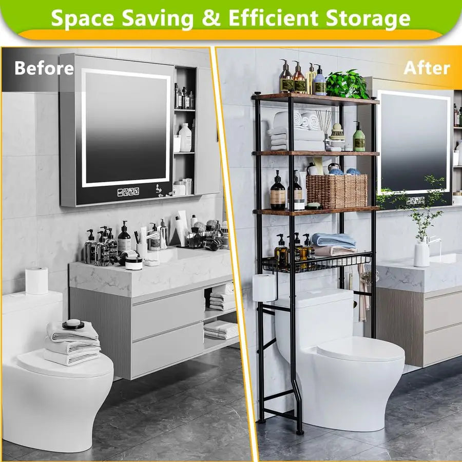 Over Toilet Storage Shelf 4 Tier Bathroom Organizer