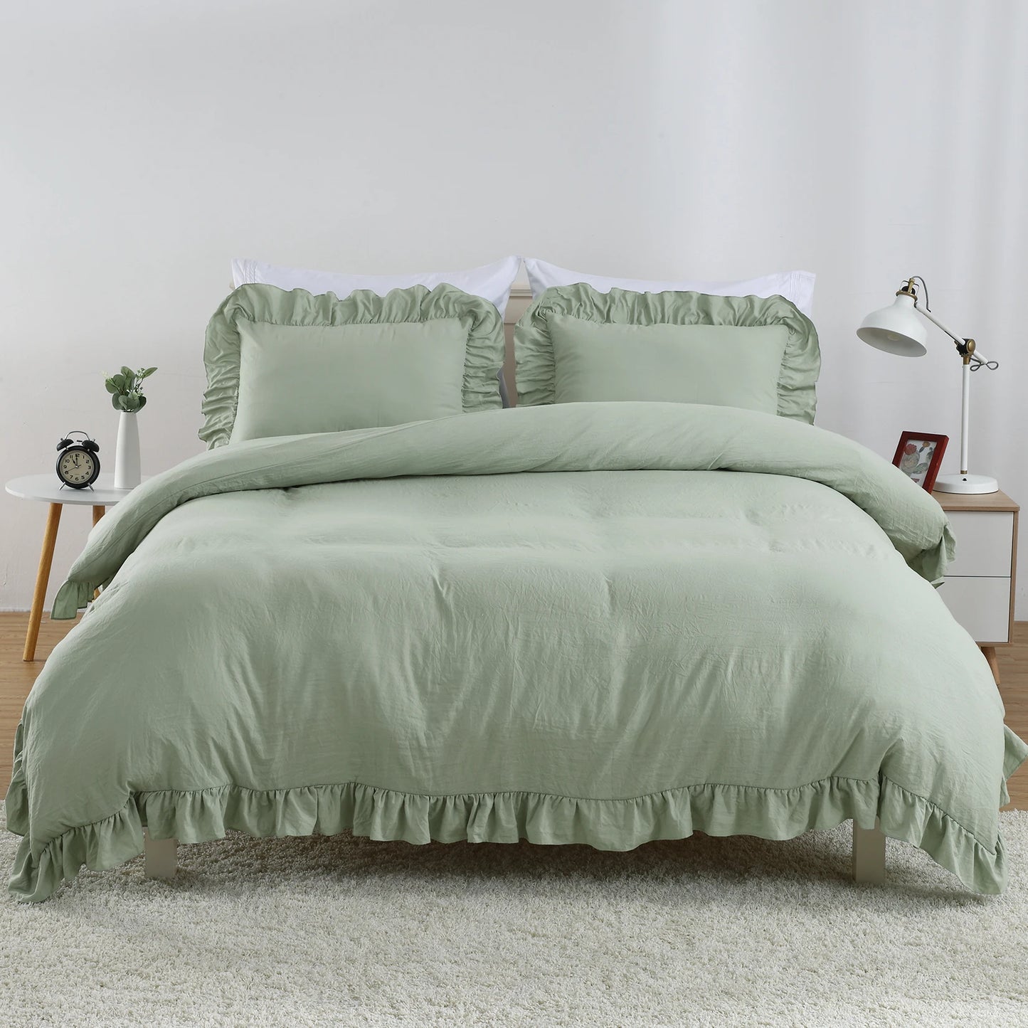 Guangdong Duvet Cover Set Lotus Leaf Edge Polyester
