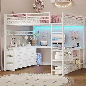 XMSJ Loft Bed With U-Shaped Desk for Small Spaces Premium