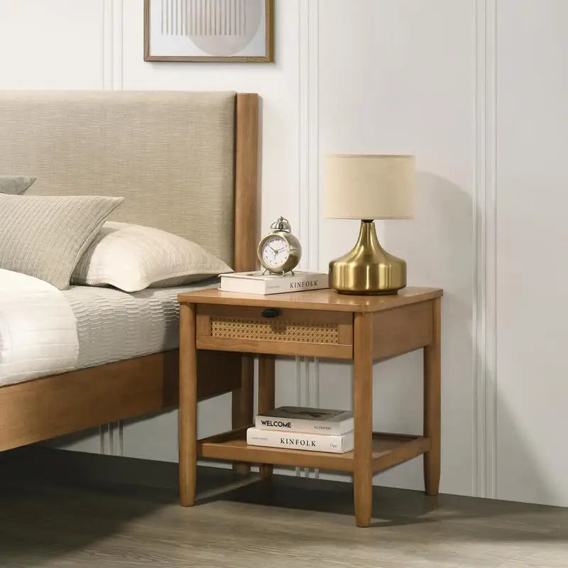 Bedroom Set Rubberwood Upholstered Queen Bed Dresser Mirror