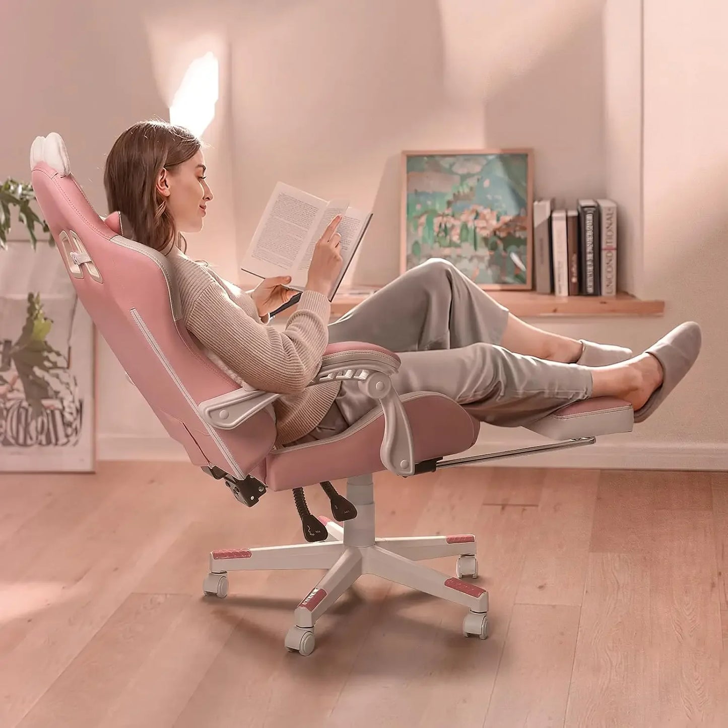 Gaming Chair Cat Ear Lumbar Cushion Ergonomic Computer Chair
