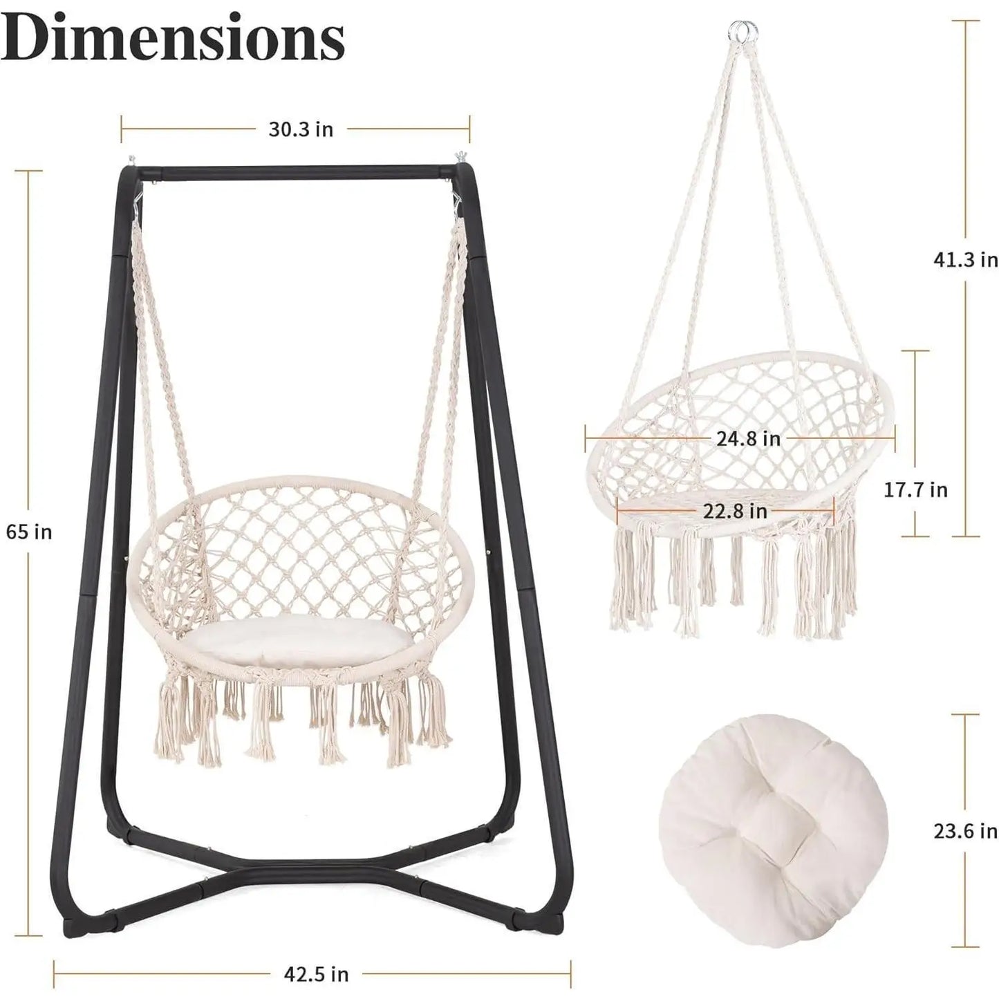 Swing Chair With Heavy-Duty Powder-Coated Steel Stand For Patio