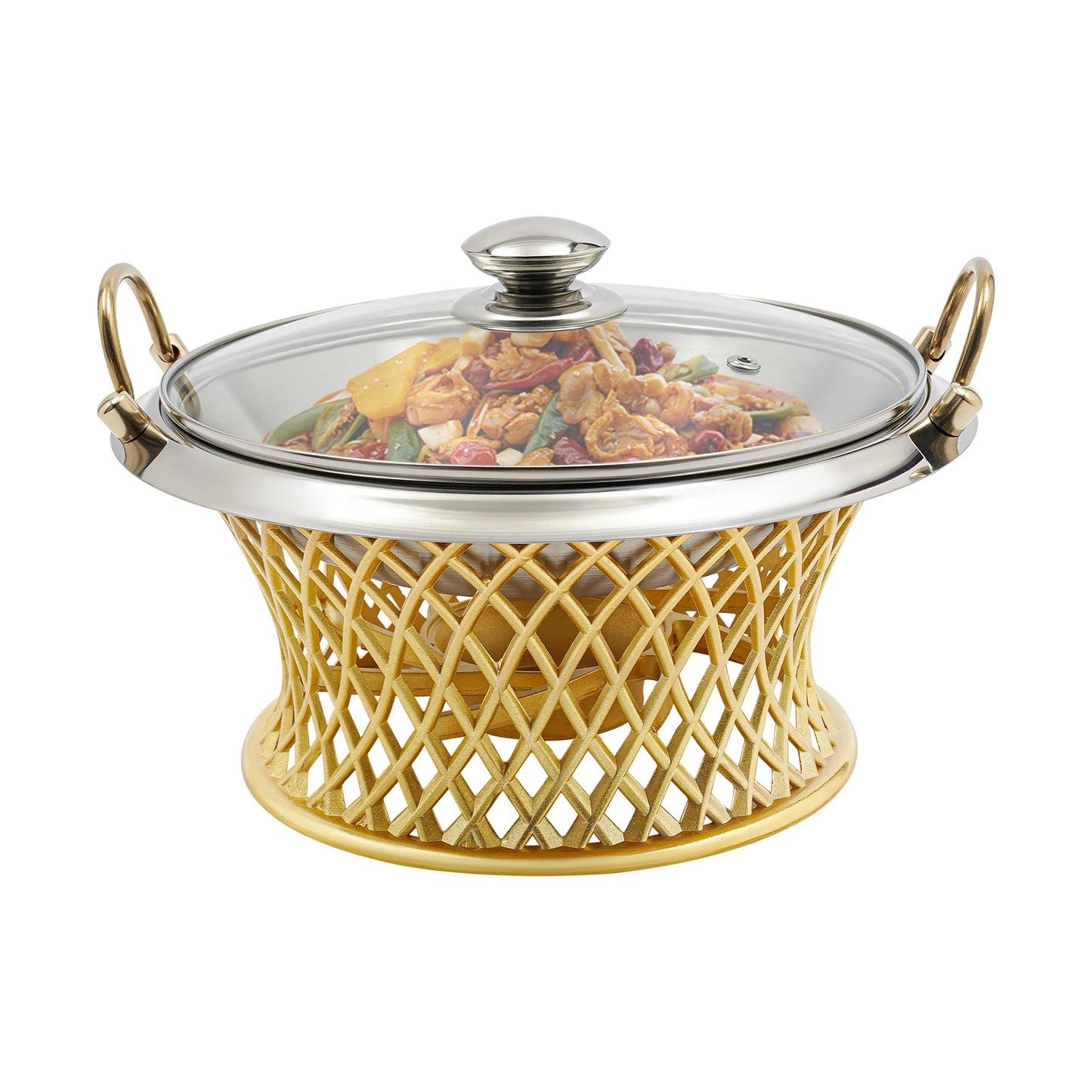 Hign-concerned Chafing Dish With Lid, Round Stainless Steel