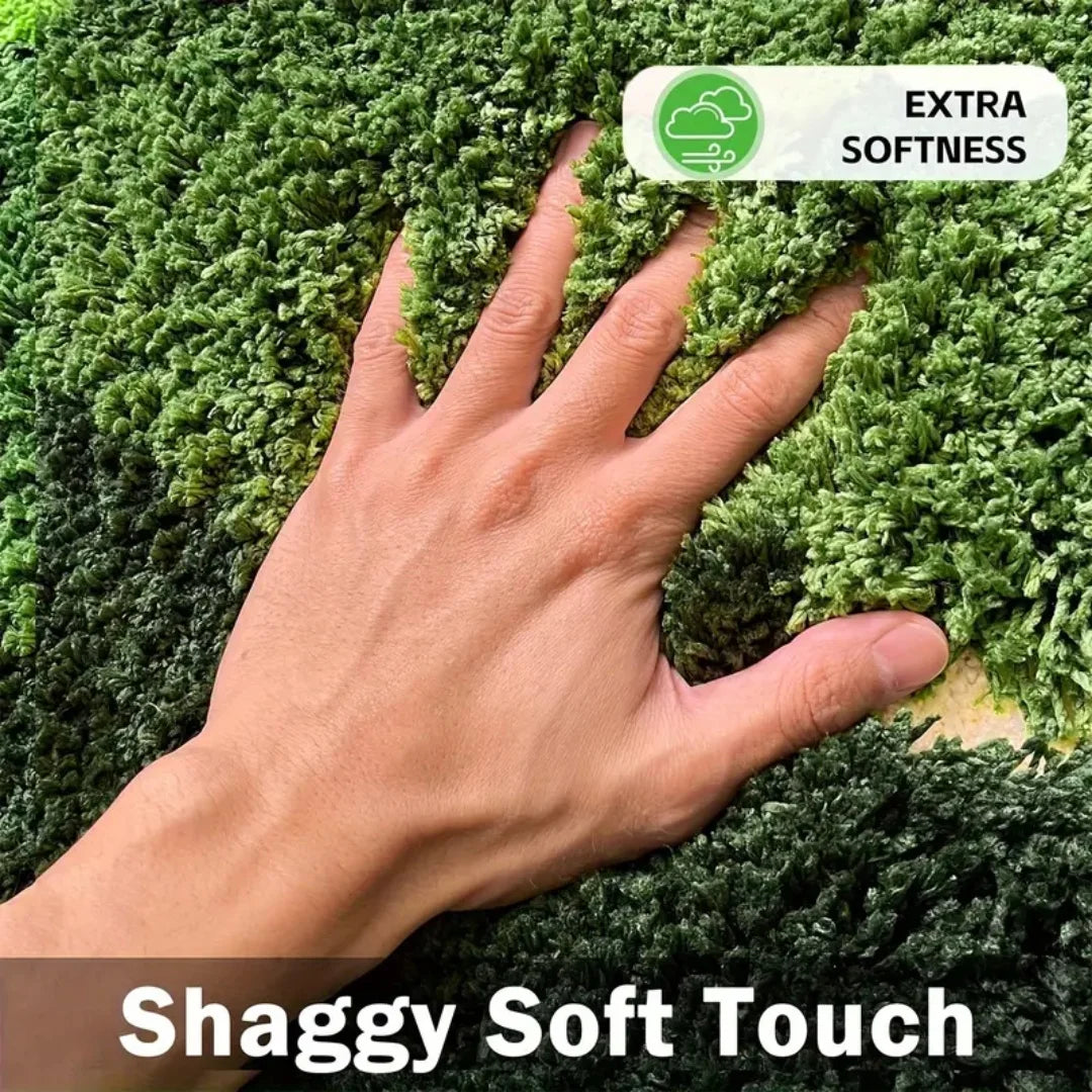 CN Zhejiang 3D Moss Rugs Plush Bamboo Fiber Leaf Shaped