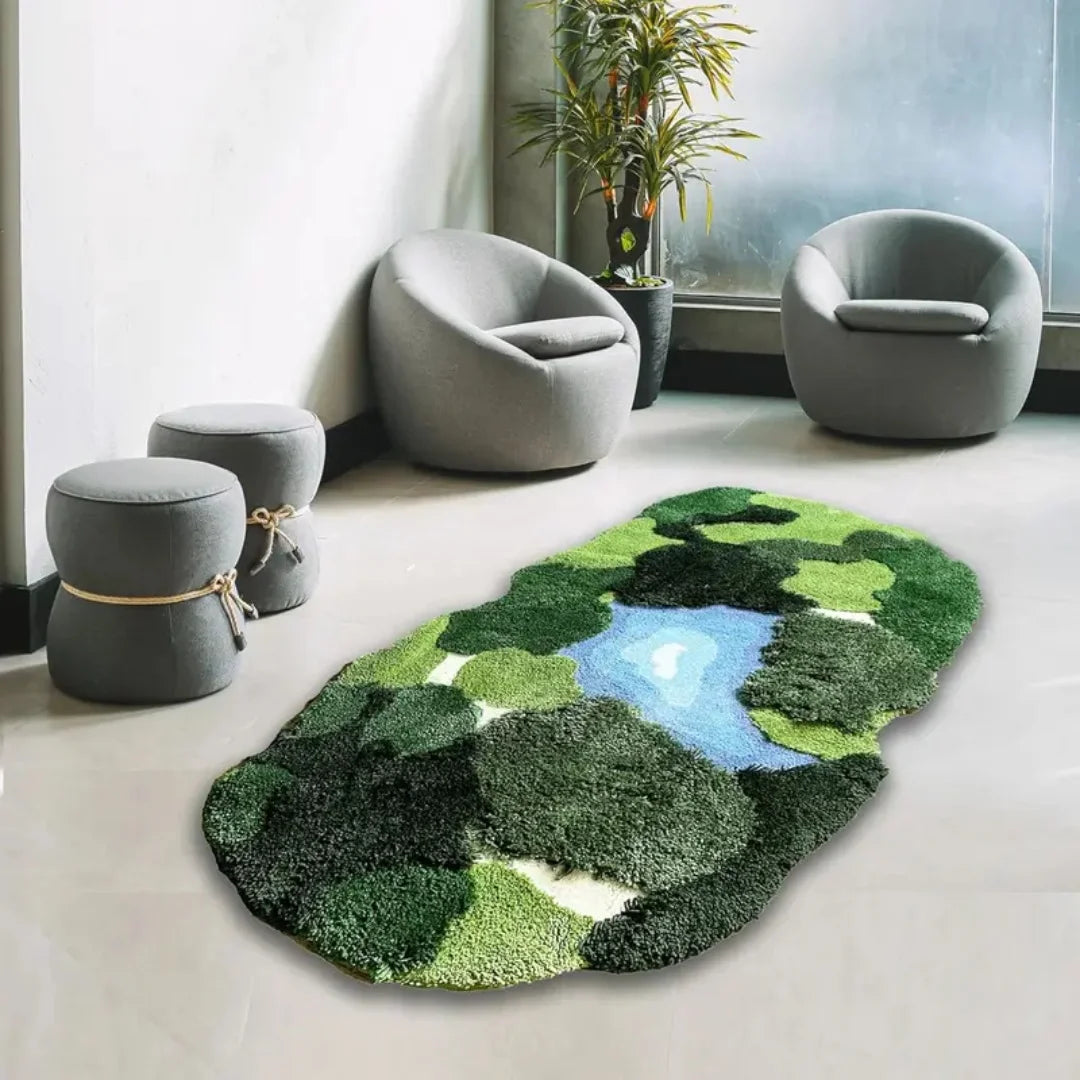 CN Zhejiang 3D Moss Rugs Plush Bamboo Fiber Leaf Shaped