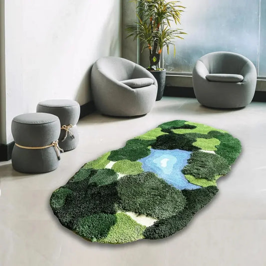 CN Zhejiang 3D Moss Rugs Plush Bamboo Fiber Leaf Shaped