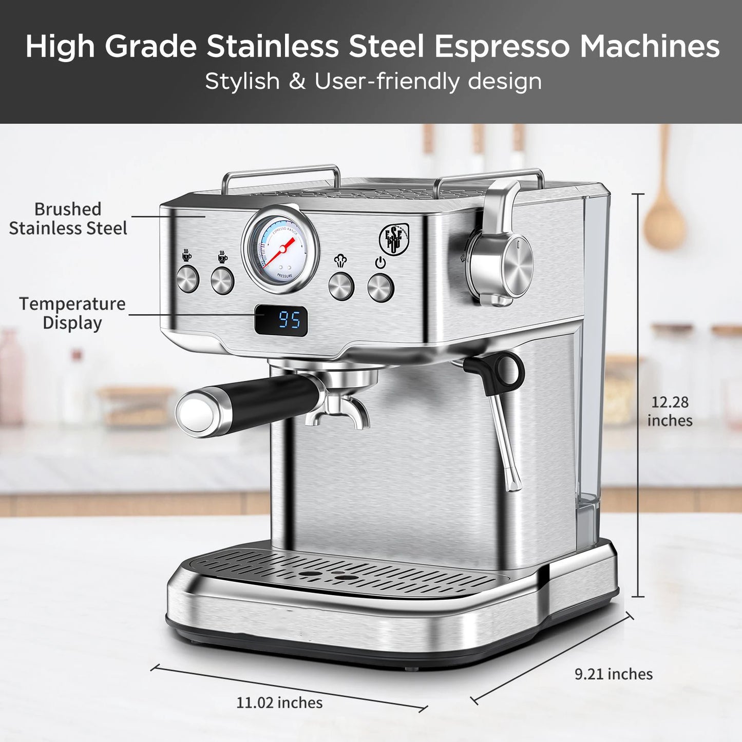 SHICUO Espresso Machine 20 Bar Pressure For Home Use