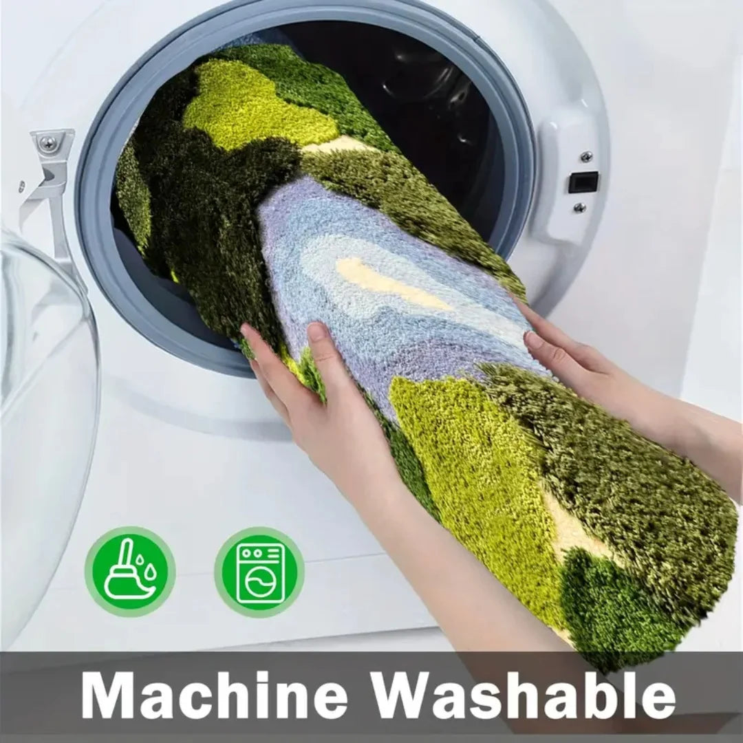 CN Zhejiang 3D Moss Rugs Plush Bamboo Fiber Leaf Shaped