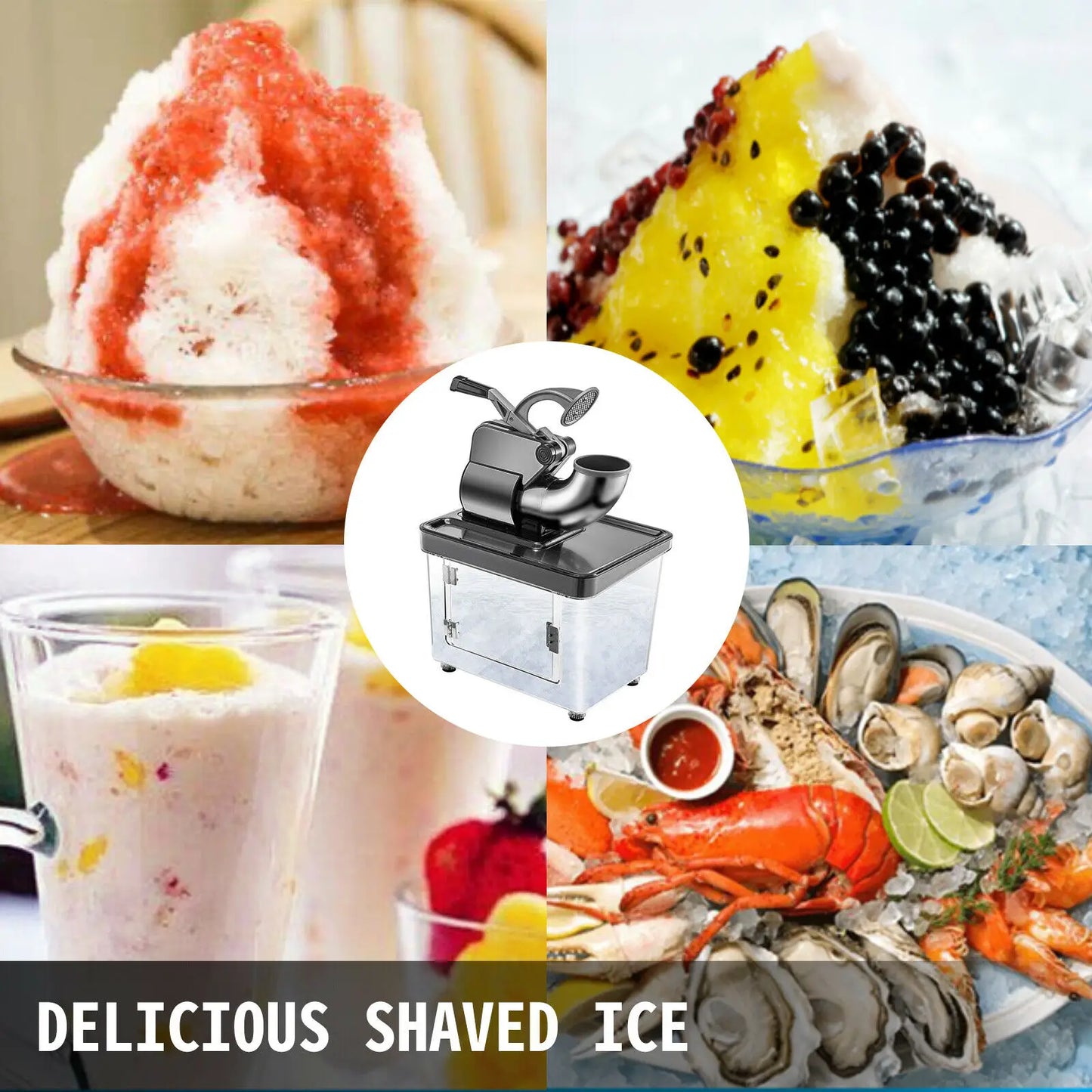 SucceBuy Electric Snow Cone Machine Stainless Steel Commercial