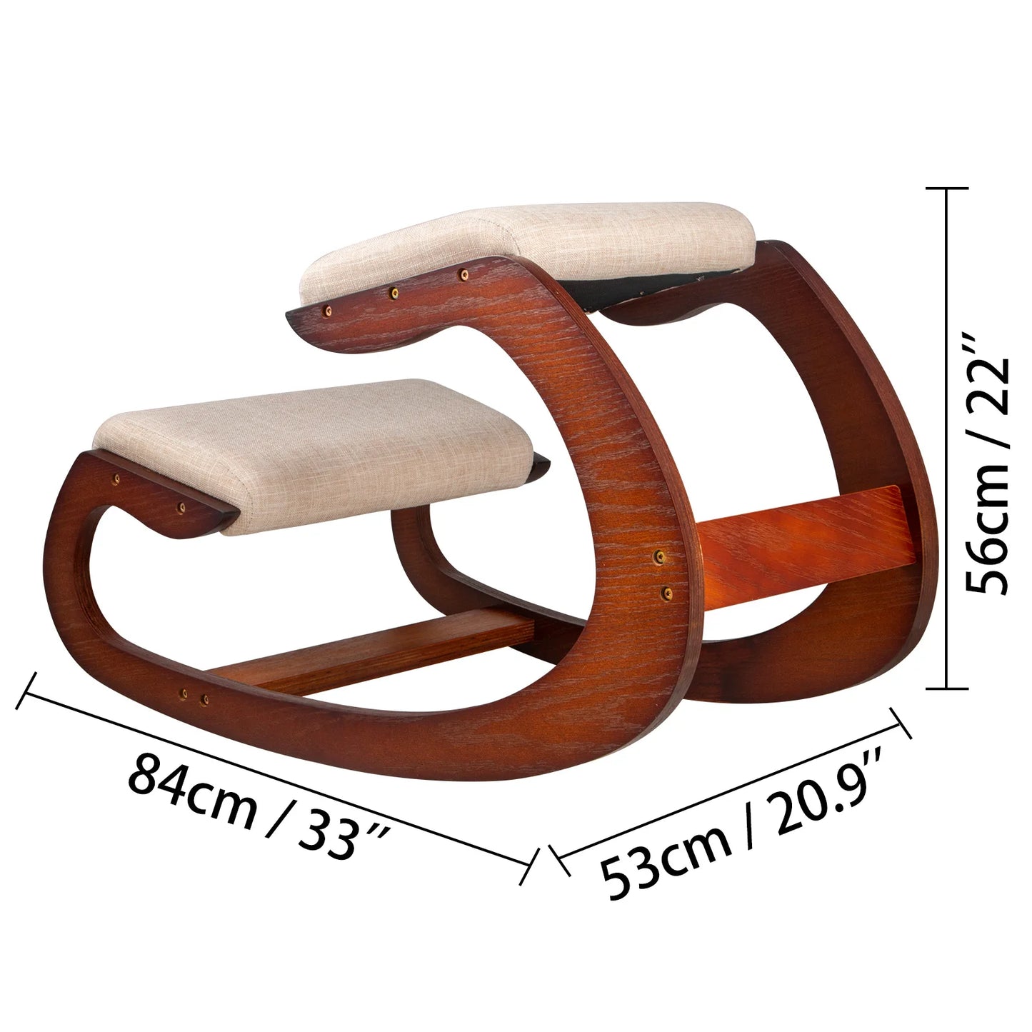 SucceBuy Kneeling Chair Wood With Thick Cushion For Home Office