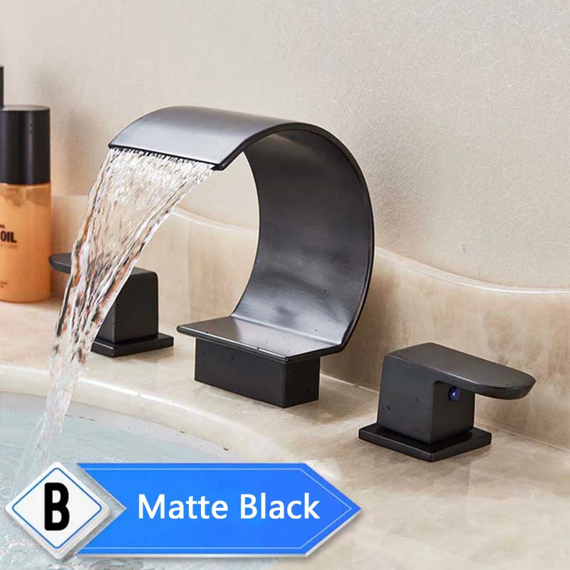 Rozin Waterfall Basin Faucet With Crystal Handles Widespread