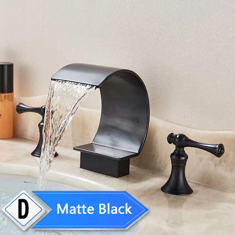 Rozin Waterfall Basin Faucet With Crystal Handles Widespread