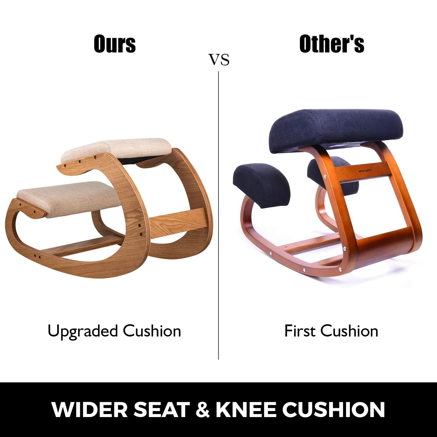 SucceBuy Kneeling Chair Wood With Thick Cushion For Home Office
