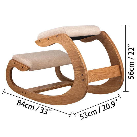 SucceBuy Kneeling Chair Wood With Thick Cushion For Home Office