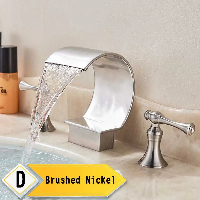 Rozin Waterfall Basin Faucet With Crystal Handles Widespread