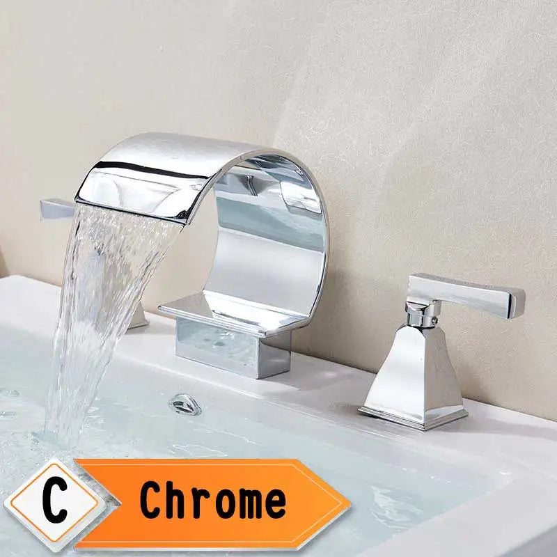 Rozin Waterfall Basin Faucet With Crystal Handles Widespread