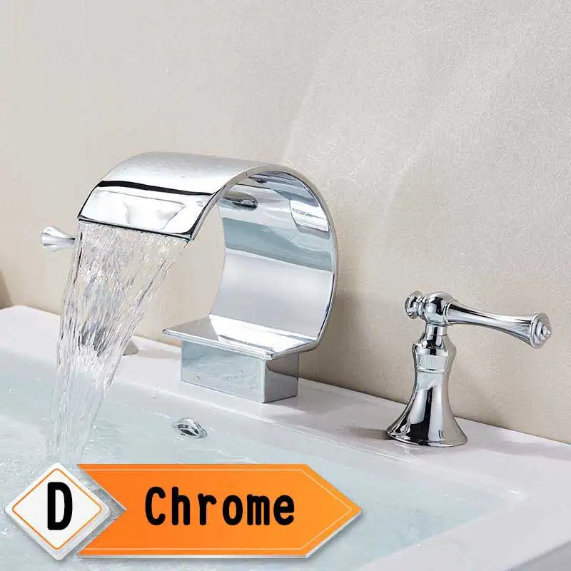 Rozin Waterfall Basin Faucet With Crystal Handles Widespread