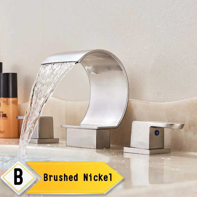 Rozin Waterfall Basin Faucet With Crystal Handles Widespread