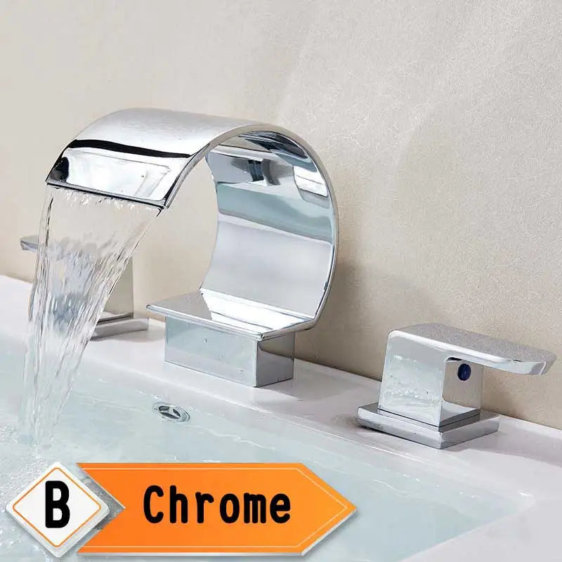 Rozin Waterfall Basin Faucet With Crystal Handles Widespread