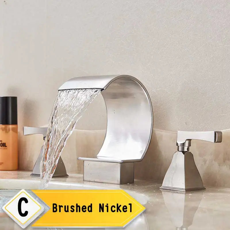 Rozin Waterfall Basin Faucet With Crystal Handles Widespread
