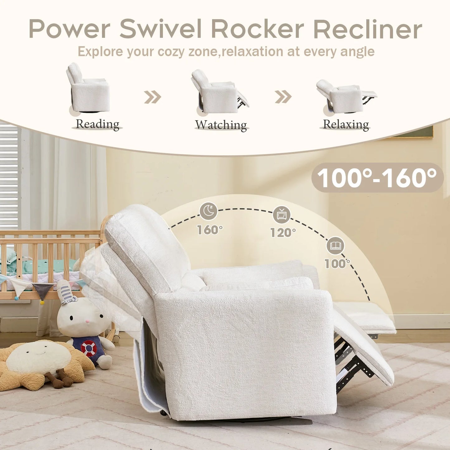 TODRAN Power Swivel Glider Recliner Extra Wide Chair