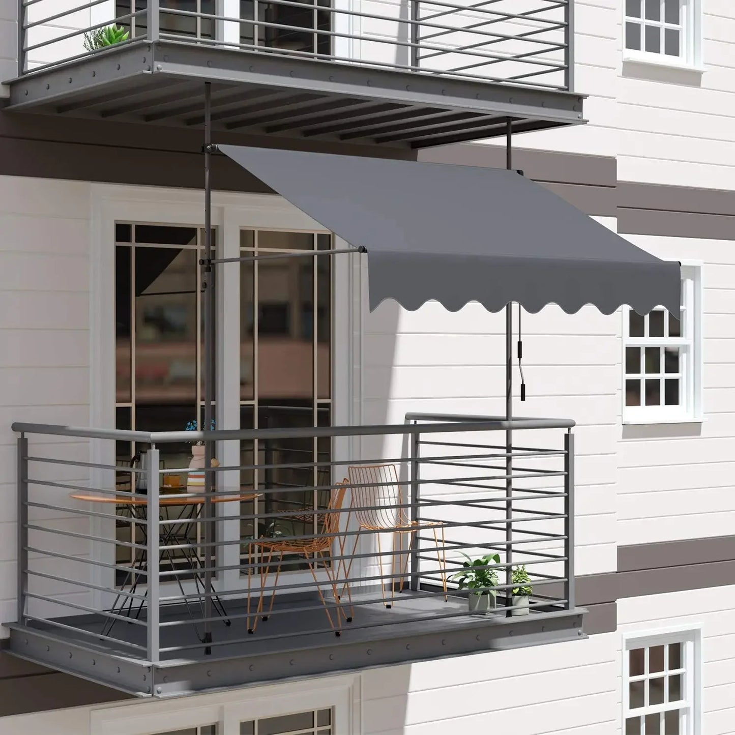 Awning Retractable Sun Shade With Hand Crank UV50 Clamp