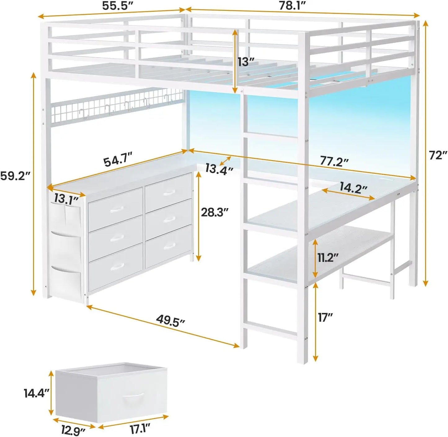 XMSJ Loft Bed With U-Shaped Desk for Small Spaces Premium