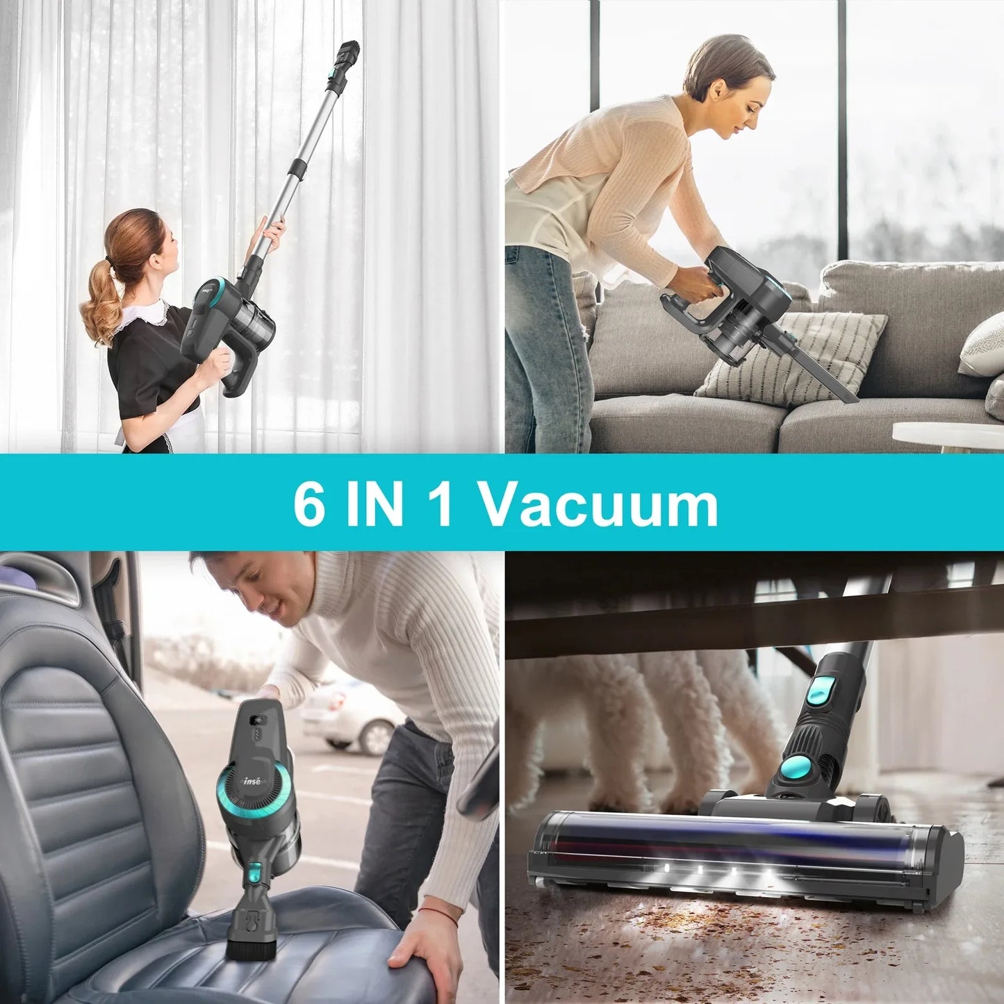 INSE Cordless Vacuum Cleaner Lightweight for Pet Hair