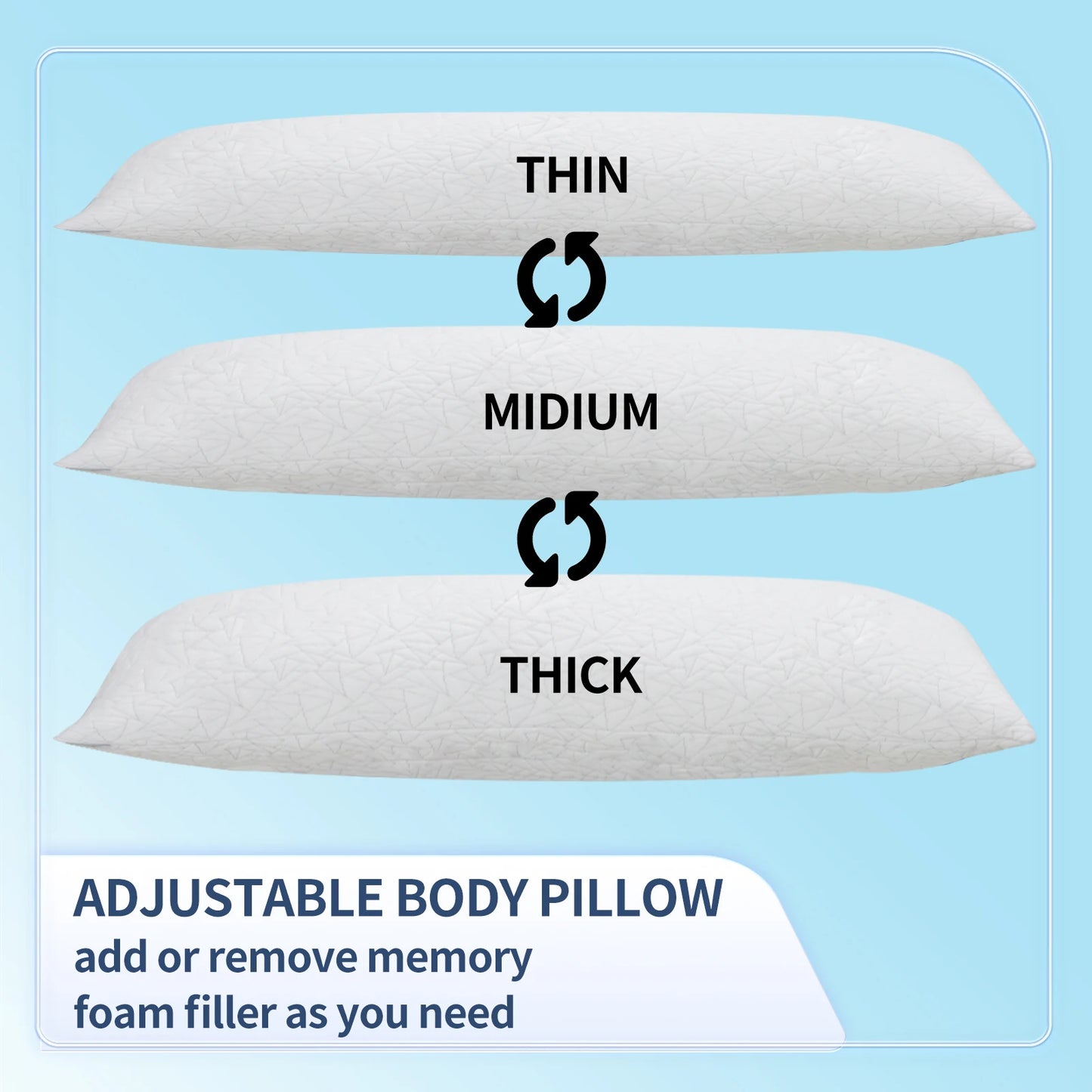 Memory Foam Body Pillow with Fluffy Support for Adults