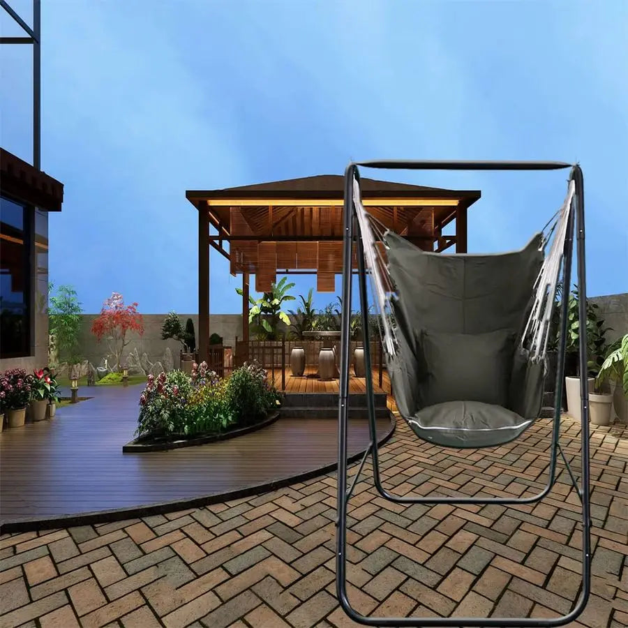 XMSJ Hammock Chair Stand Weather Resistant Iron Frame 450 Lbs