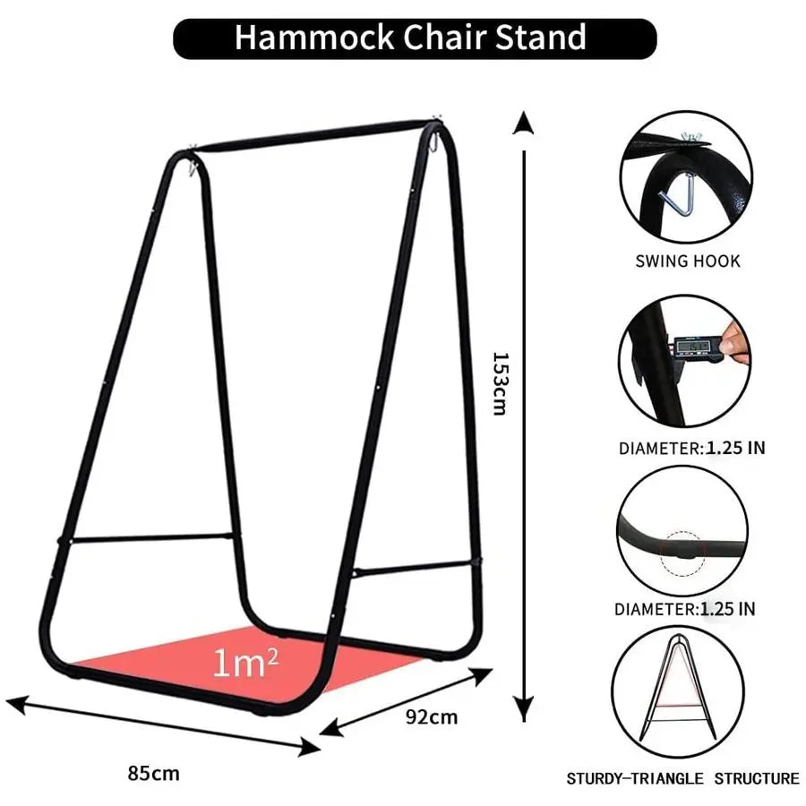 XMSJ Hammock Chair Stand Weather Resistant Iron Frame 450 Lbs