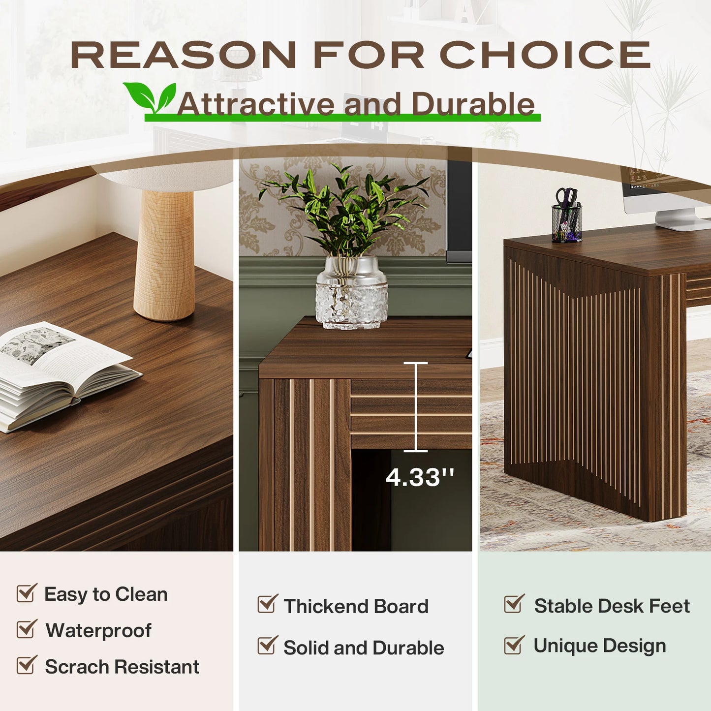 Tribesigns Desk Extra Long Two Person Wooden Home Office