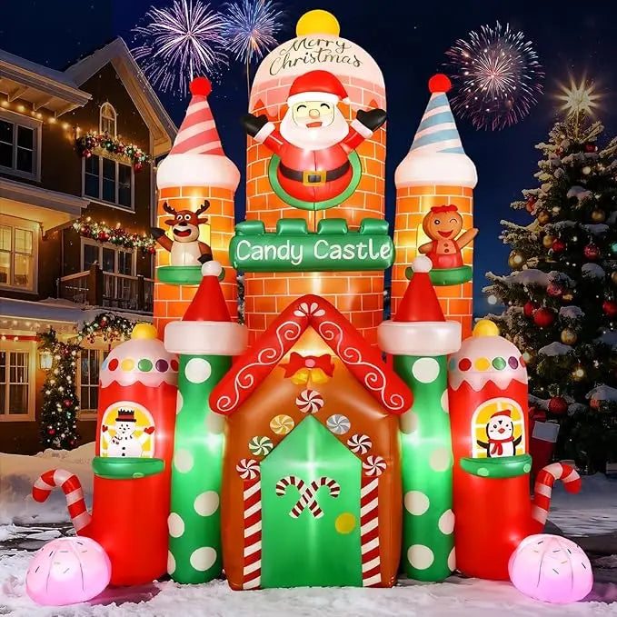 XMSJ Inflatable Candy Castle With LED Lights Outdoor Display
