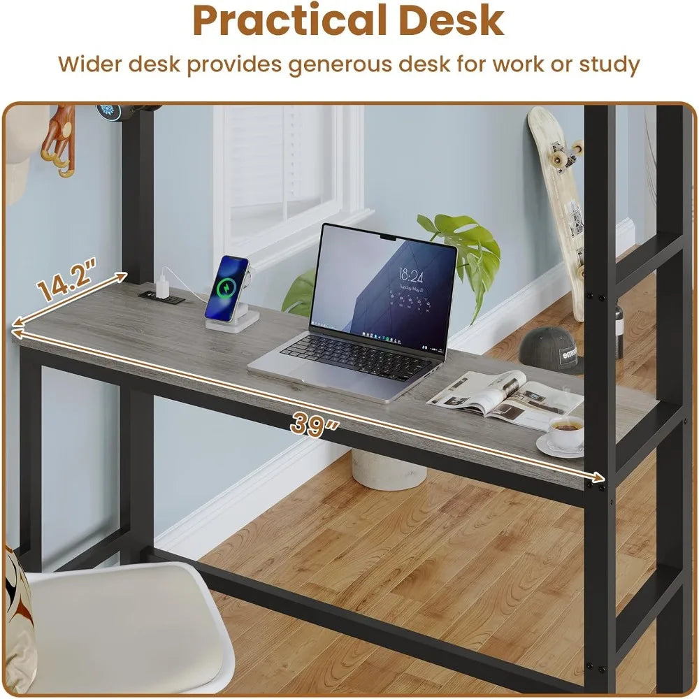 Twin Loft Bed Metal Frame Durable For Small Rooms Compact