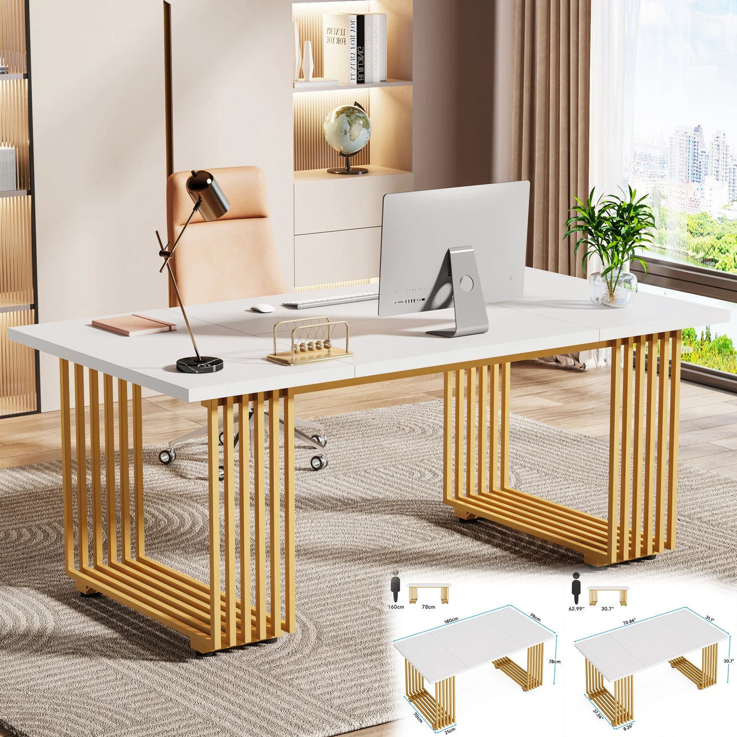 Tribesigns Modern Office Desk With Metal Legs