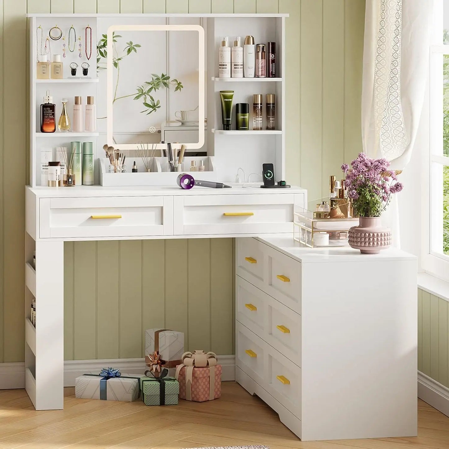 Makeup Vanity Table With Lighted Mirror