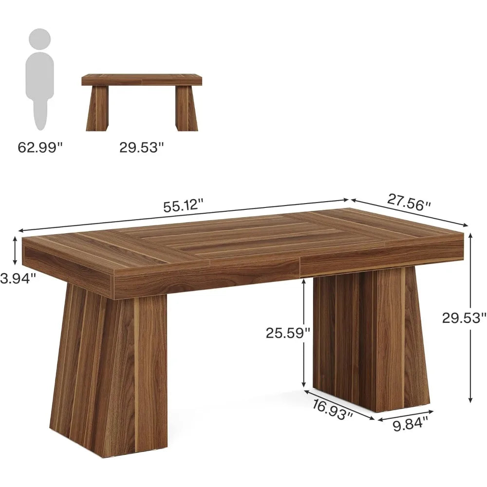Desk Mid-Century Modern Executive Wood With Trapezoid Base