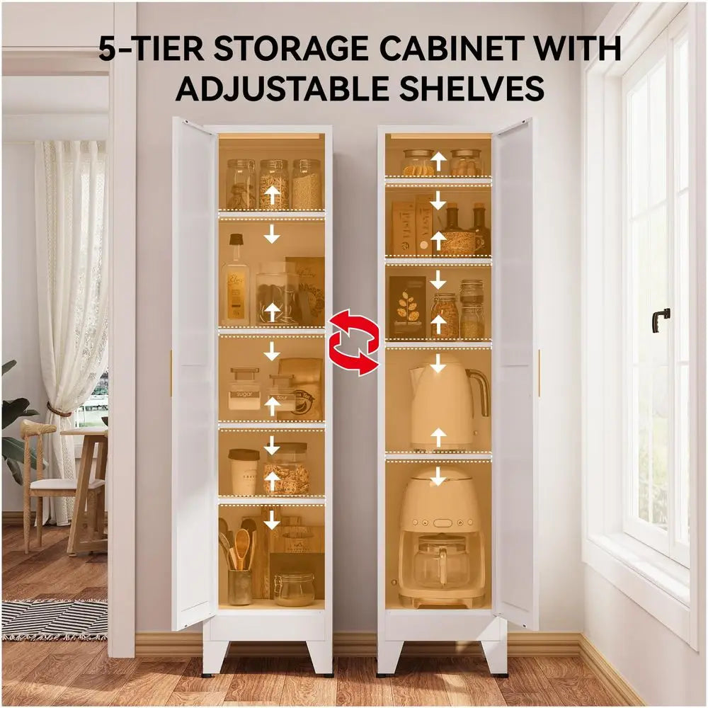 Metal Storage Cabinet With Reversible Doors For Home Organization