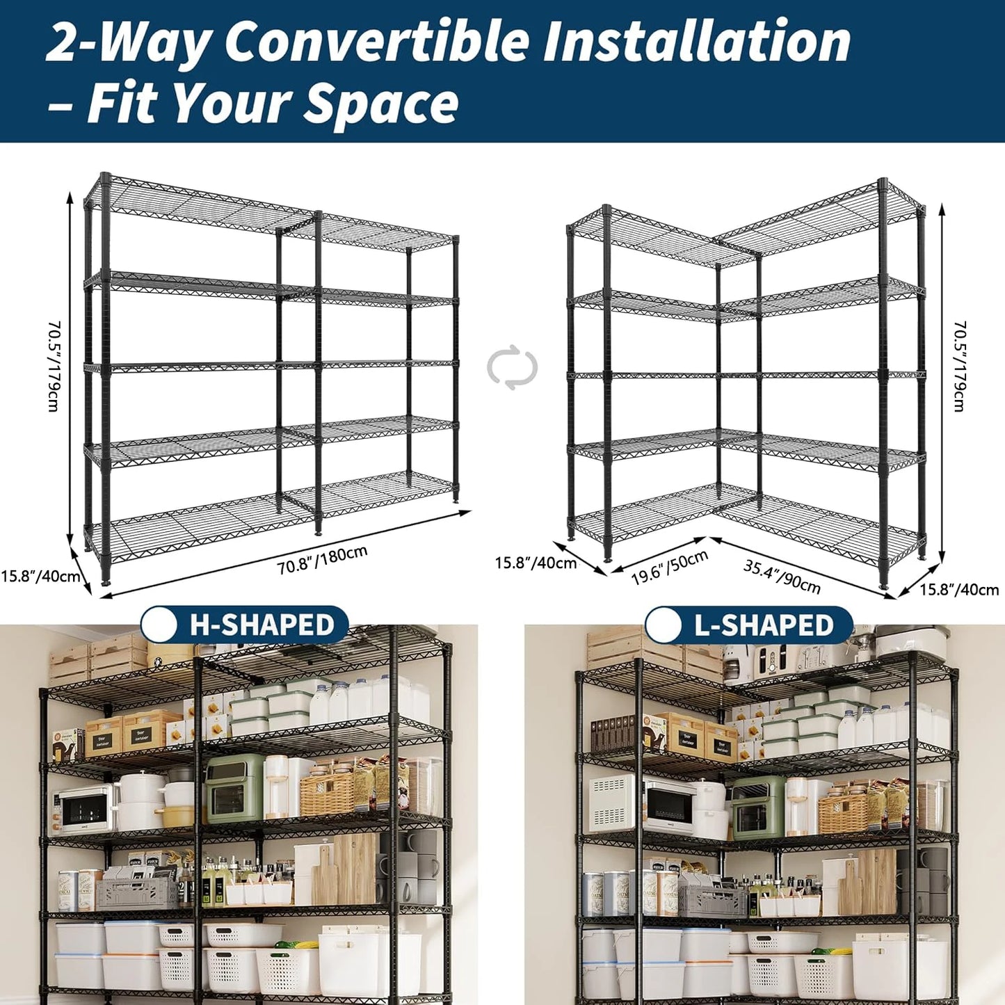 TWISTER.CK Heavy Duty Storage Shelves Metal 5-Tier System